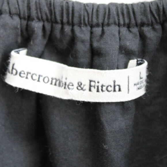 Abercrombie & Fitch x Tia Booth Black Linen Poof Sleeve Crop Top Size Large - Picture 2 of 5